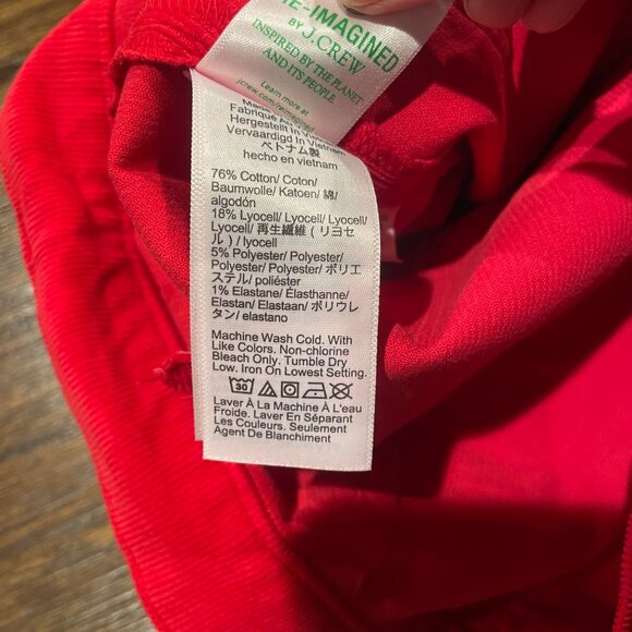 NWT J.Crew Red Corduroy Slim-Wide Pant Sz 32P Petite Sailor Radiant Ruby Red - Picture 10 of 11